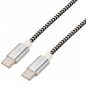 Kabel GoGEN USB-C / USB-C, 1m, opletený - stříbrný, 60W