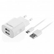 Nabíječka do sítě GoGEN ACH 205 C, 2x USB 2A (10W) + USB-C kabel 1m - bílá