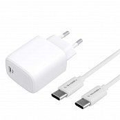 Nabíječka do sítě GoGEN ACHPD 120, 1x USB-C PD 20W + USB-C/USB-C kabel 1m - bílá