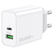 Nabíječka do sítě GoGEN ACHPD230, 1xUSB-C PD, 1x USB-A, 30W - bílá