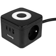 12W 2x z.2xUSB-C,1xUSB,1.4m černá HUSLOG