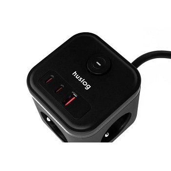 20W 3x z.2xUSB-C,1xUSB,1.4m černá HUSLOG