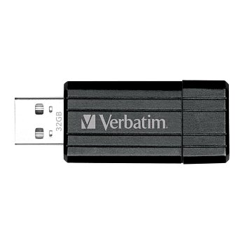 32GB USB Flash 2.0 PinStripe Bk VERBATIM