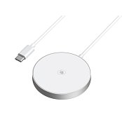 Bezdrátová nabíječka GoGEN MagSafe, Qi2, 15W - stříbrná/bílá