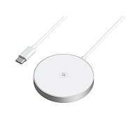 Bezdrátová nabíječka GoGEN MagSafe, Qi2, 15W - stříbrná/bílá