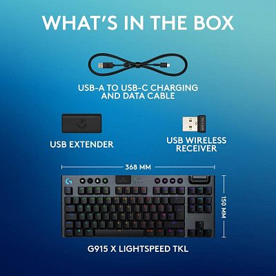G915 X LIGHTSPEED TKL WRL GamKeyb BK LOG