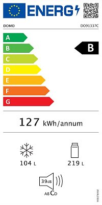 Lednice kombinovaná s mrazákem dole - stříbrná - DOMO DO91337C