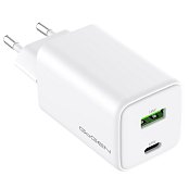 Nabíječka do sítě GoGEN ACHPDQ265, 1x USB-C PD 65W + 1x USB-A 18W - bílá