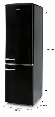 Retro lednice s mrazákem - D - 244 l - černá - PR195RKZ