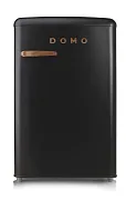 Retro mrazák - matně černý s dekorací dřeva - DOMO DO91777R