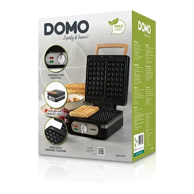 Vaflovač 4x7 s termostatem - černý - DOMO DO9275W