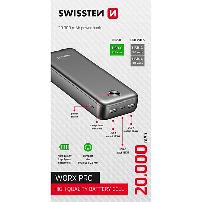 WORX PRO Powerbanka 20000mAh SWISSTEN