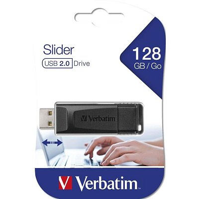 128GB USB Flash 2.0 SLIDER Bk VERBATIM