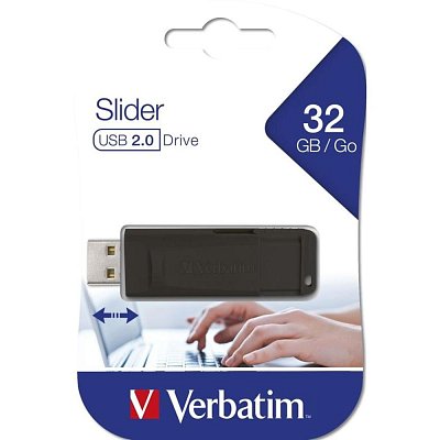 32GB USB Flash 2.0 SLIDER Black VERBATIM