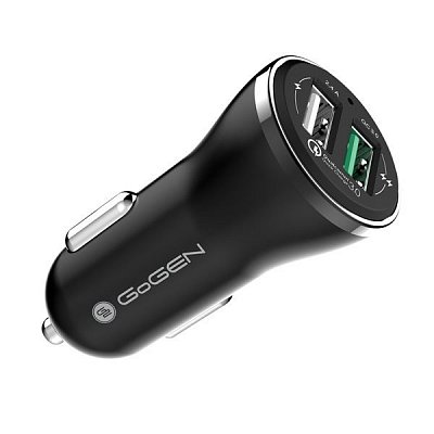 Adaptér do auta GoGEN CHQ 27, 2x USB, 2,4A s funkcí rychlonabíjení QC 3.0 - černá