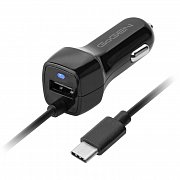 Adaptér do auta GoGEN integrovaný kabel (micro USB), 1x USB, 2,1A - černý