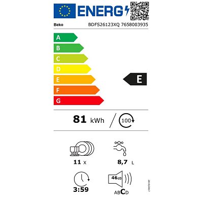 BDFS26123XQ MYČKA 45CM BEKO