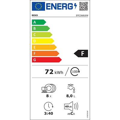 DTC36810W MYČKA STOLNÍ BEKO