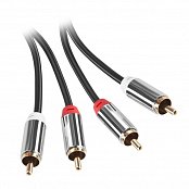 Kabel GoGEN 2x Cinch / 2x Cinch, 2m, pozlacené konektory - černý