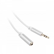 Kabel GoGEN Jack 3,5mm, 2,5m, prodlužovací, pozlacené konektory - bílý