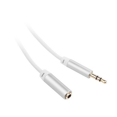 Kabel GoGEN Jack 3,5mm, 2,5m, prodlužovací, pozlacené konektory - bílý