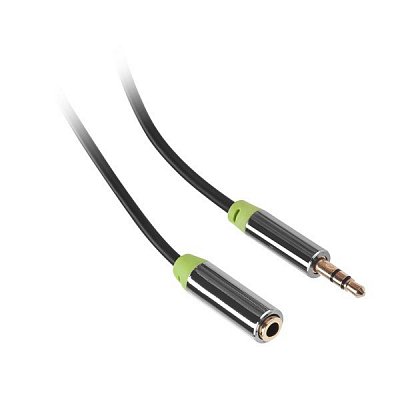 Kabel GoGEN Jack 3,5mm, 2,5m, prodlužovací, pozlacené konektory - černý