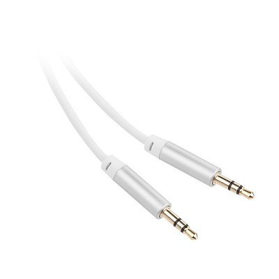 Kabel GoGEN Jack 3,5mm, 5m, pozlacené konektory bílý