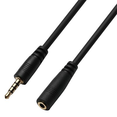Kabel GoGEN prodlužovací 3,5mm jack, 4 pólový, 2m - černý