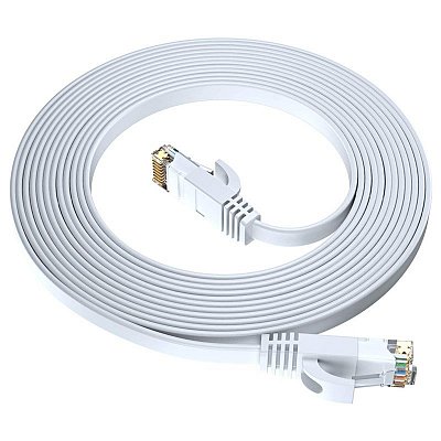 Kabel GoGEN síťový (RJ45), plochý, CAT6, 12m - bílý