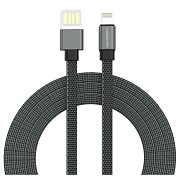 Kabel GoGEN USB-A / Lightning, 1m, oboustranný, plochý, šedý