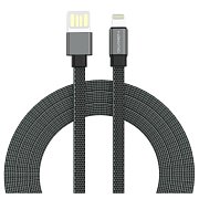 Kabel GoGEN USB-A / Lightning, 1m, oboustranný, plochý, šedý