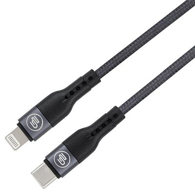 Kabel GoGEN USB-C / Lightning, 1m, opletený, zkumavka - grafitový