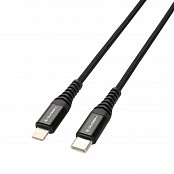 Kabel GoGEN USB-C / Lightning, 2m, opletený, černý