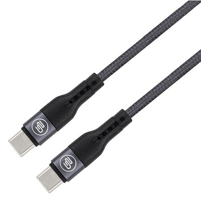 Kabel GoGEN USB-C / USB-C, 1m, 60W, opletený, zkumavka - grafitový