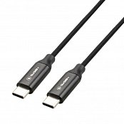 Kabel GoGEN USB-C / USB-C, 1m, opletený, 100W, černý