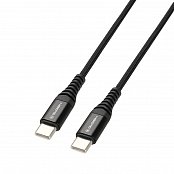 Kabel GoGEN USB-C / USB-C, 1m, opletený, 60W, černý
