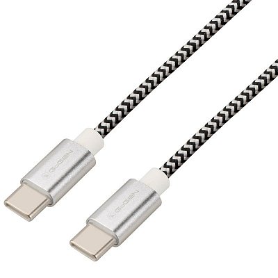 Kabel GoGEN USB-C / USB-C, 2m, opletený - stříbrný, 60W