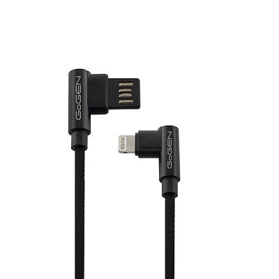 Kabel GoGEN USB/Lightning, 1m, oboustraný, opletený - černý