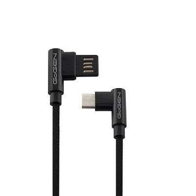 Kabel GoGEN USB/USB-C, 1m, oboustraný, opletený - černý