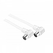 Koaxiální kabel GoGEN 10m, 90° úhlový konektor - bílý