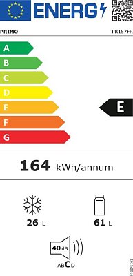 Lednice s mrazákem nahoře - černá - Primo PR157FR