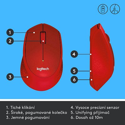 M330 Silent Plus myš Red LOGITECH