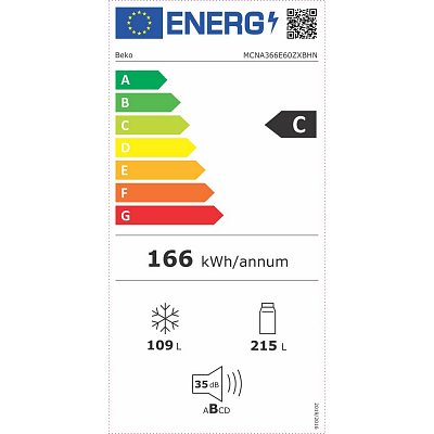 MCNA366E60ZXBHN CHLADNIČKA KOMBI BEKO