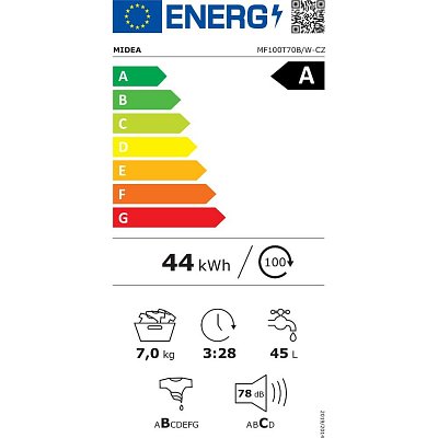 MF100T70B/W-CZ Vrchem plněn.pračka MIDEA