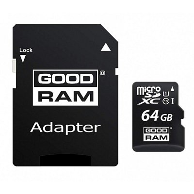 MicroSDXC 64GB CL10 UHS1 + adap. GOODRAM