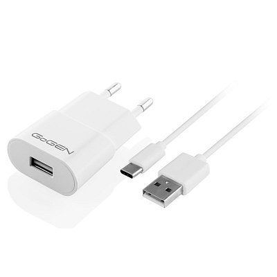 Nabíječka do sítě GoGEN ACH 103 CC,1x USB 1A + USB-C kabel 1m - bílá