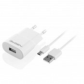 Nabíječka do sítě GoGEN ACH 103 MC,1x USB 1A + microUSB kabel 1m - bílá