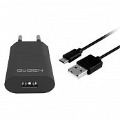 Nabíječka do sítě GoGEN ACH 103 MC,1x USB 1A + microUSB kabel 1m - černá