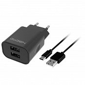 Nabíječka do sítě GoGEN ACH 205 C, 2x USB 2A + USB-C kabel 1m - černá