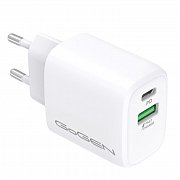 Nabíječka do sítě GoGEN ACHPDQ 220, 1x USB-C (20W), 1x USB-A (18W), bílá